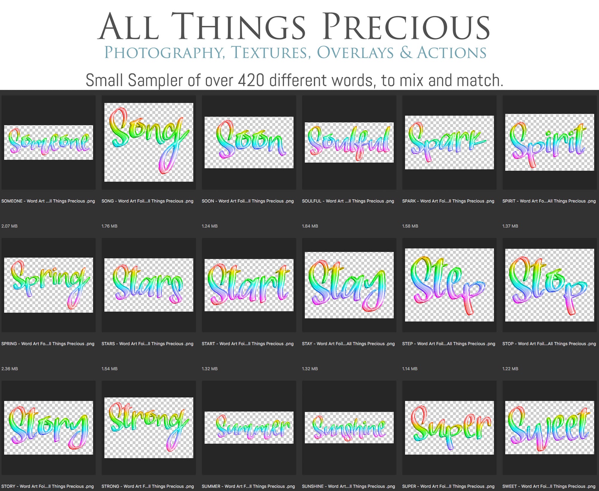 FOIL BALLOON WORDS Clipart - RAINBOW - FREE DOWNLOAD